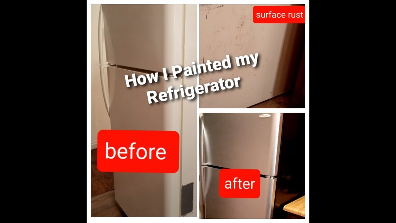 DIY How to paint Appliances/stainless steel/black paint/ How I painted my old rusty refrigerator