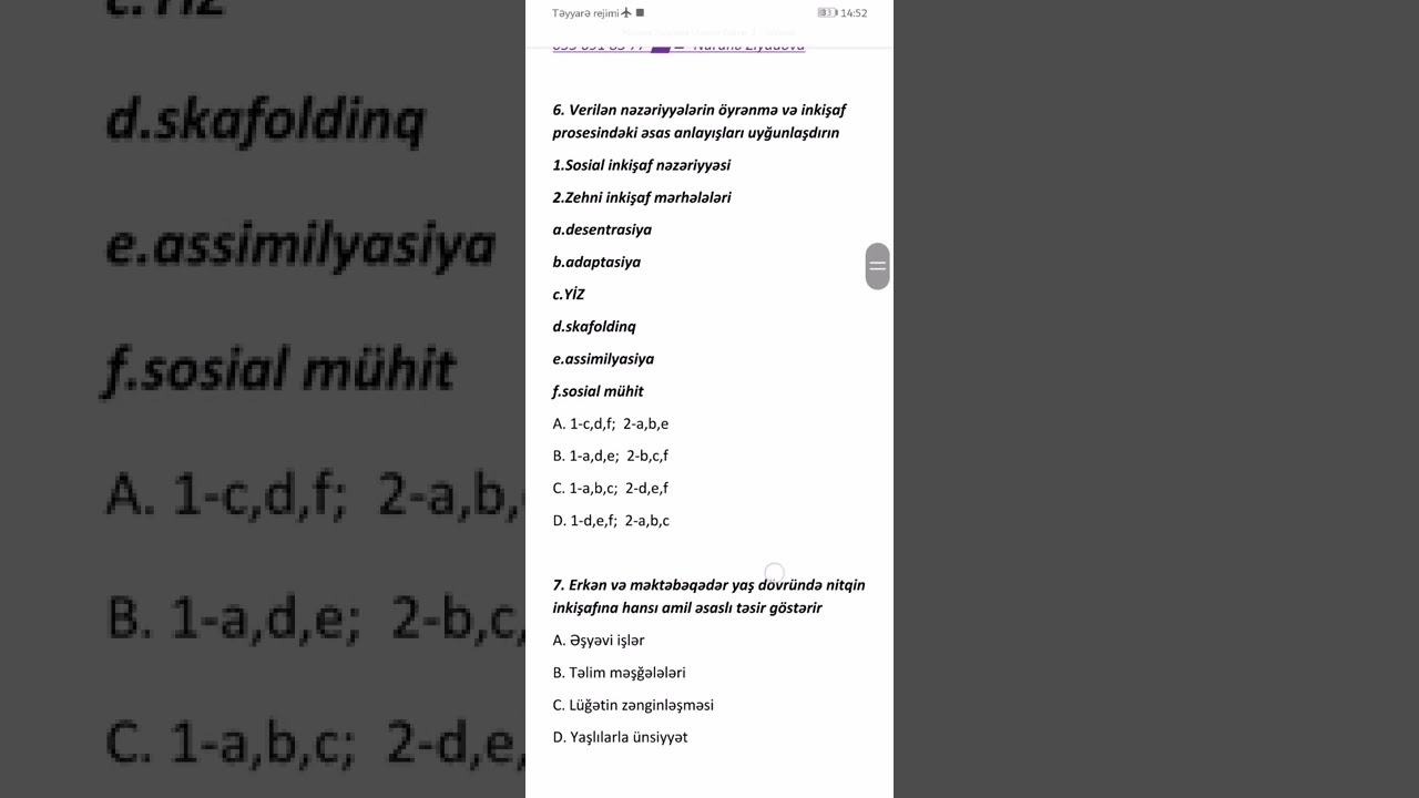 #Çərçivə mövzularının test üzrə ümumi TƏKRARı 3 . #Məktəbəqədər #MİQ #Sertifikasiya@Nuranə Ziyadova