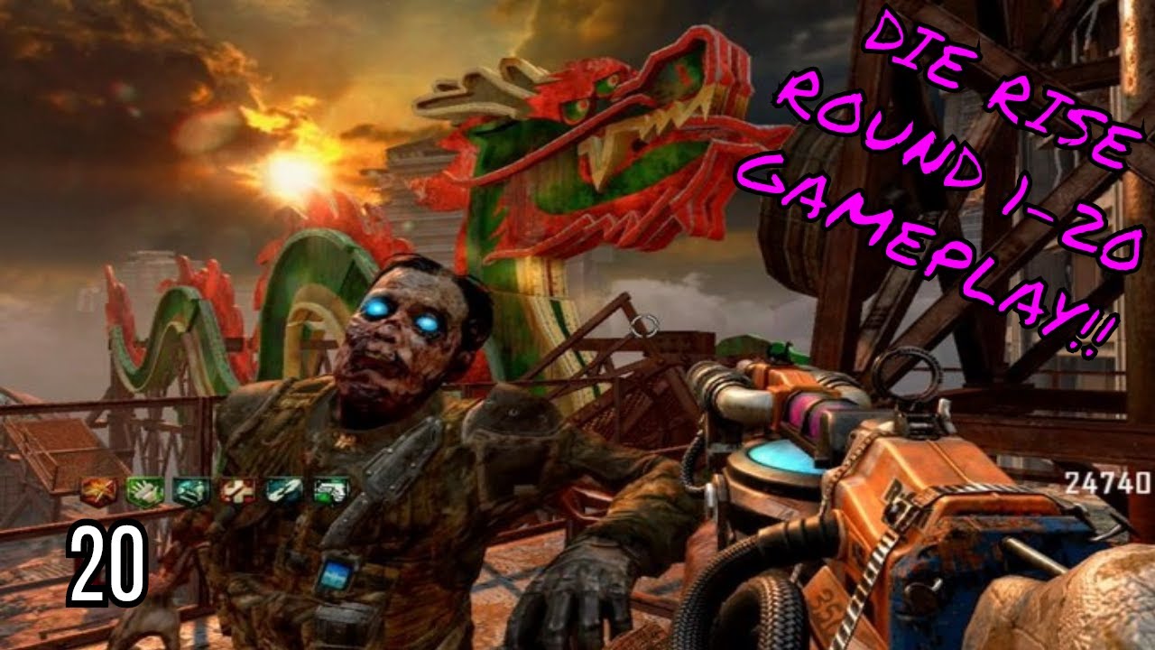 BLACK OPS 2 ZOMBIES *DIE RISE* ROUND 1-20 SOLO GAMEPLAY!! (NO COMMENTARY)