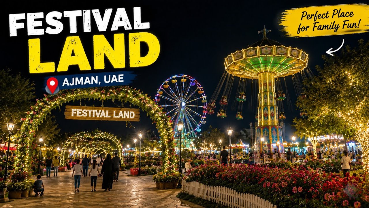Festival Land в Аджмане, ОАЭ 🇦🇪 | Прекрасный семейный парк ночью | Лучшее место для посещения в А...