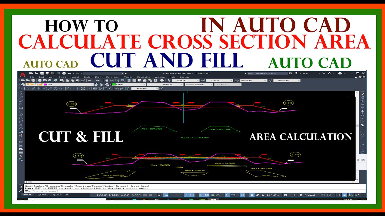 How to Calculate Cross Section Area Cut and Fill in AutoCAD.