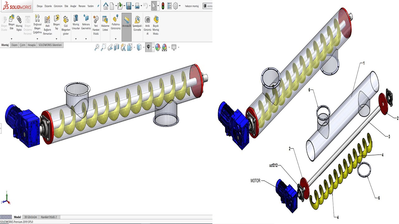 SOLİDWORKS  HELEZON KONVEYÖR TASARIMI  ( PART -1)