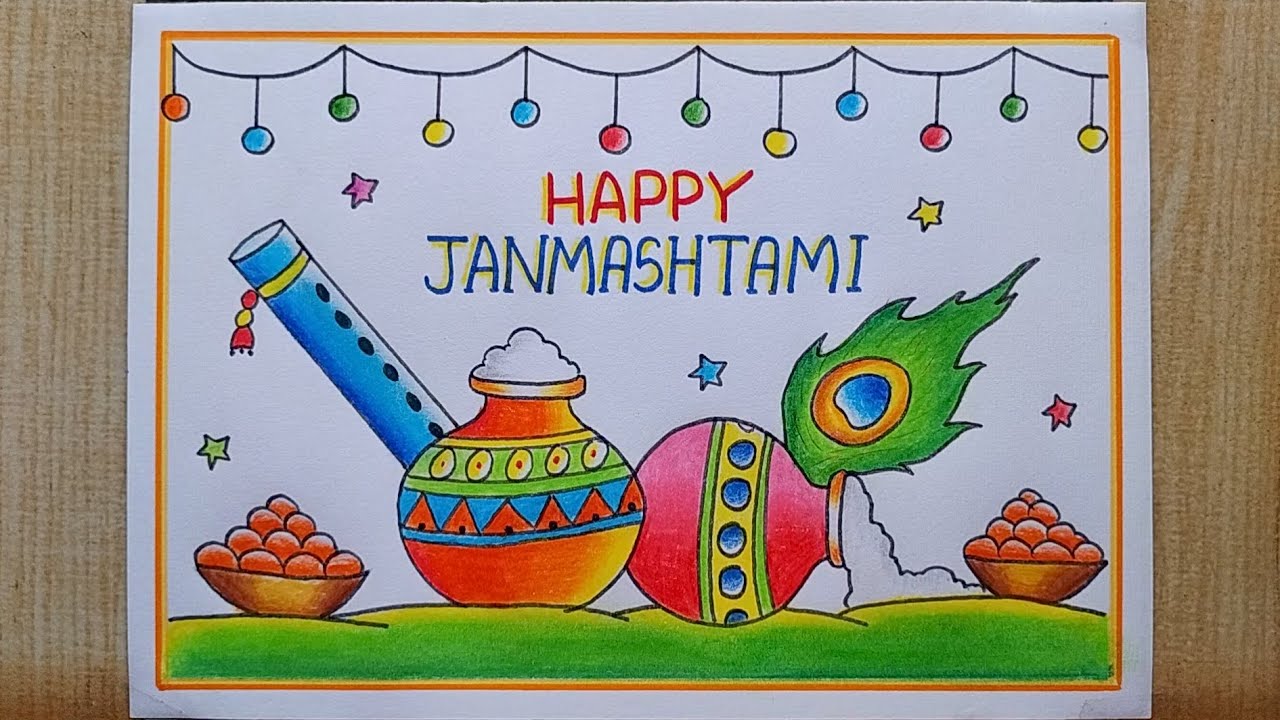 Janmashtami drawing easy| Krishna Janmashtami Matka drawing| Happy Janmashtami drawing for beginner