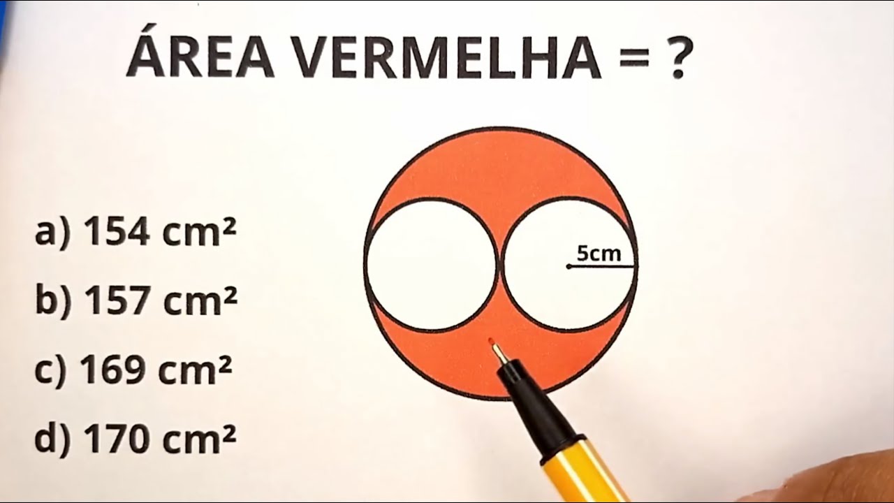 CALCULE A ÁREA VERMELHA NO DESENHO