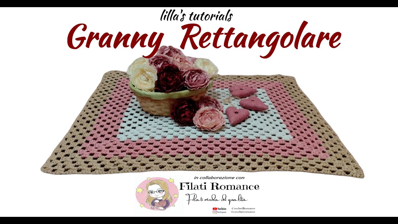 Granny rettangolare facilissima per centrotavola, tovaglie e tappeti e copertine.