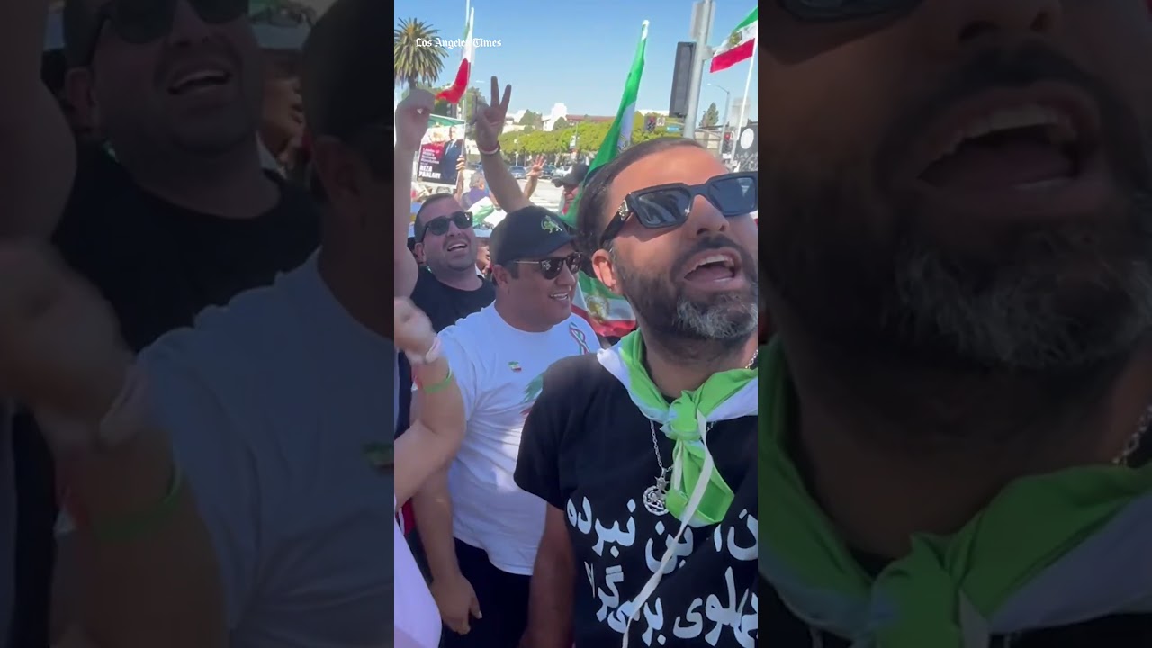 Hundreds of protestors celebrate the death of Supreme Leader Ayatalloh Ali Khamenei&rsquo;s death