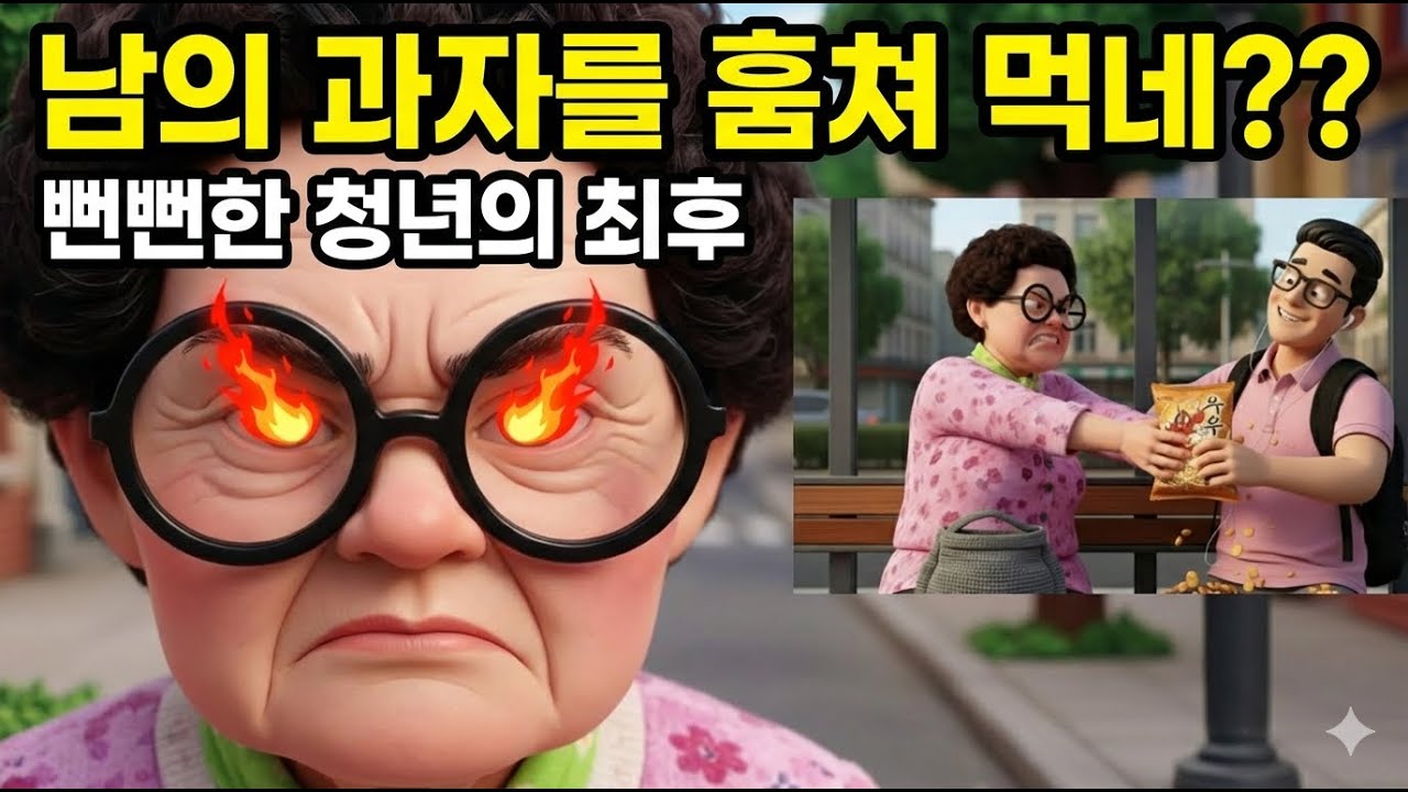 내 과자를 훔쳐 먹는 청년? 버스 정류장의 기막힌 반전