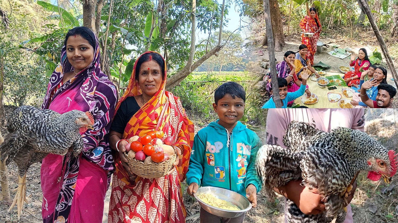 গ্রামের বাগানে Family Picnic 🌿 গোটা মুরগির রান্না | Village Cooking & Family Fun