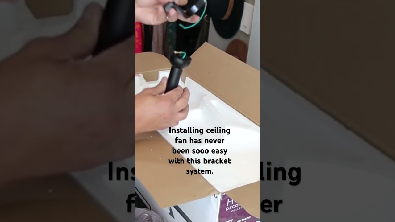 Ceiling fan install simplified with this ball & socket type bracket system.