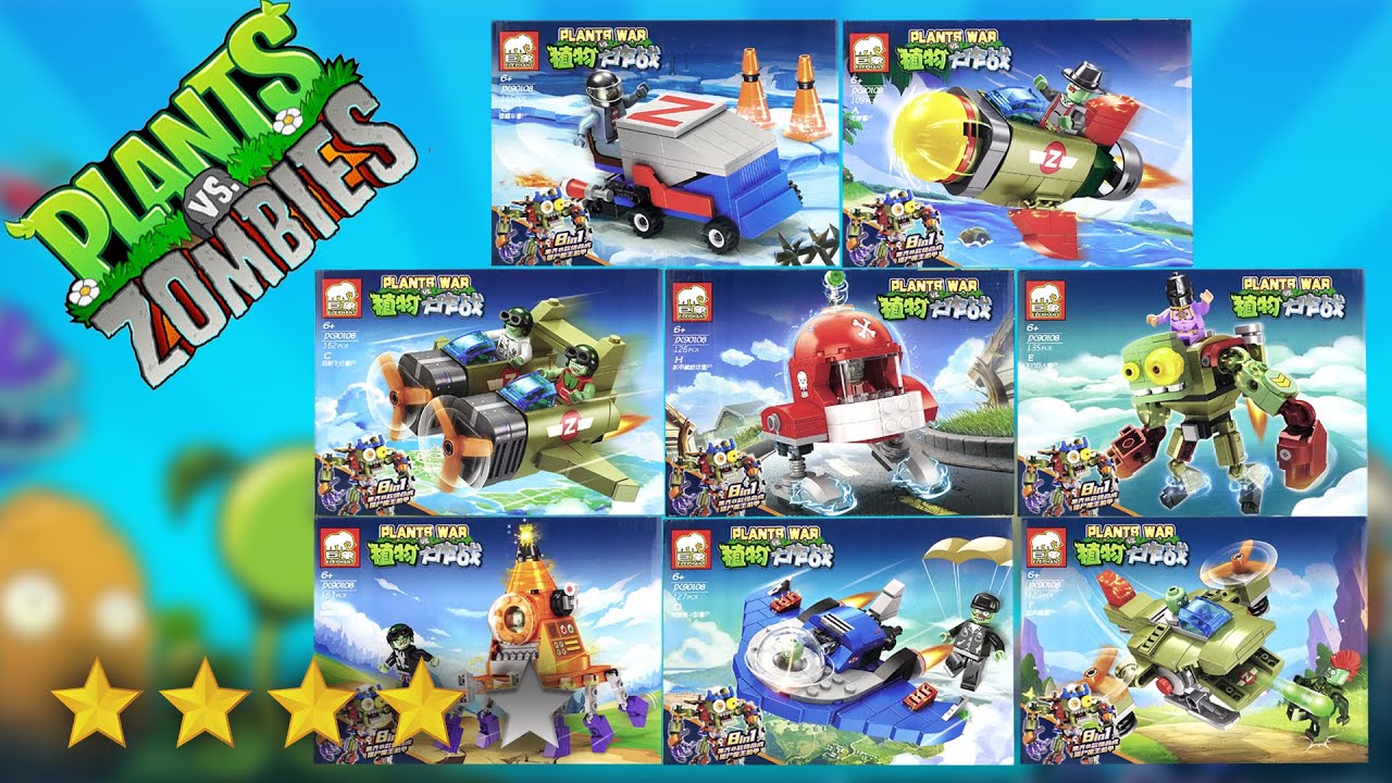 Lego Plants Vs Zombies: 8 Boxes PVZ Brick Sets Unbox & Build | Unofficial Lego