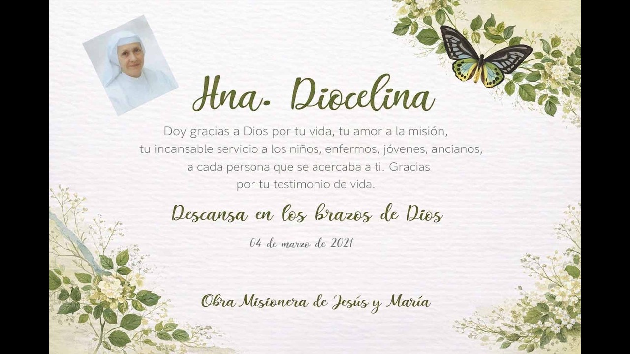 Eucaristía de Exequias – Hna. Diocelina | Obra Misionera de Jesús y María