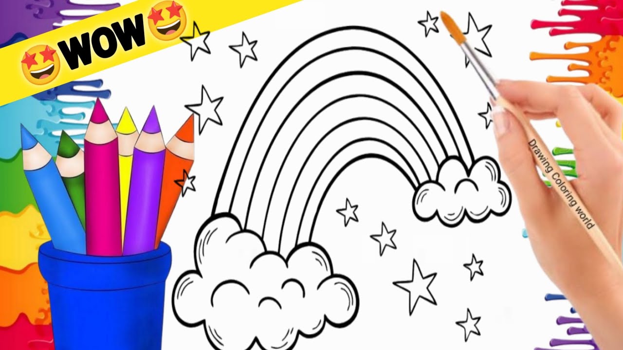 How to draw cute rainbow drawing for beginners|super easy drawing for kids&toddlers|colorful❤💛💚💙💜