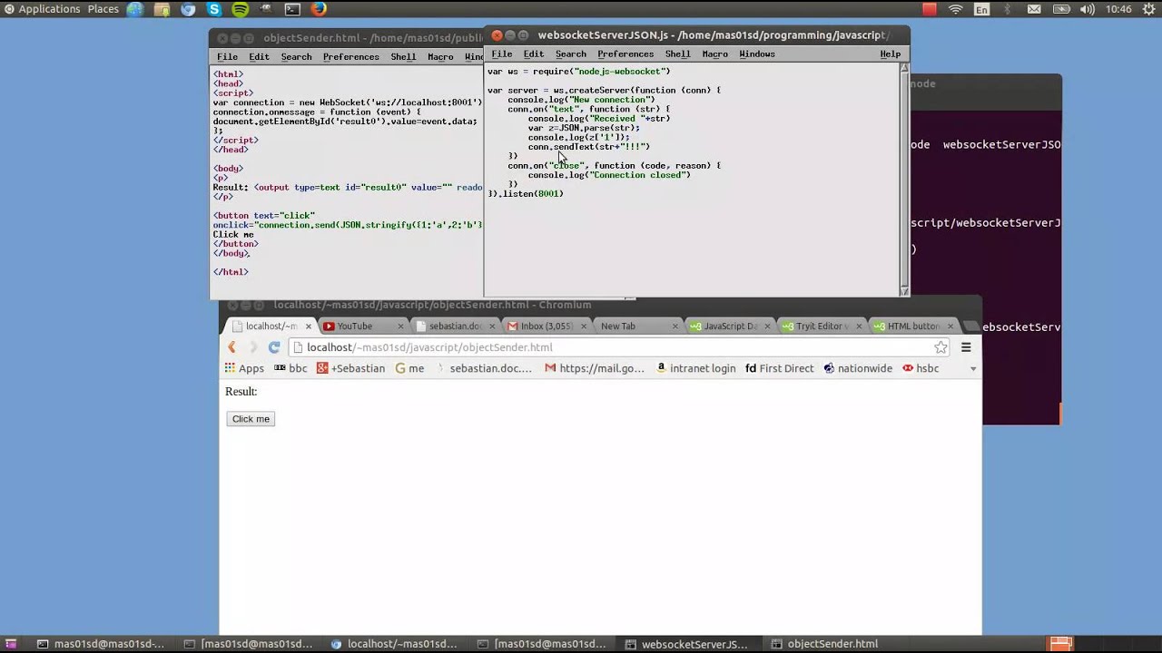 Communicating Objects using WebSockets, Node.js,  and JSON