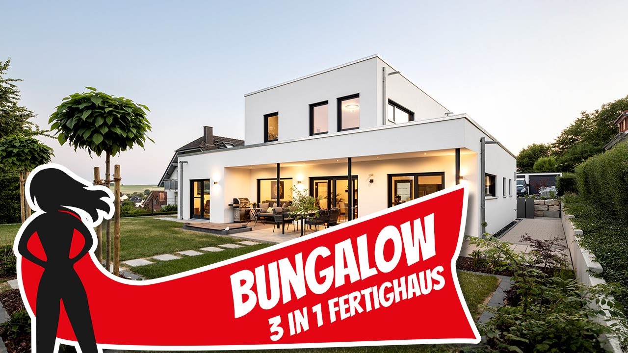 Bungalow f&uuml;r Best-Ager und Familien: Genial geplantes 3 in 1 Fertighaus | Haustour Fingerhaus