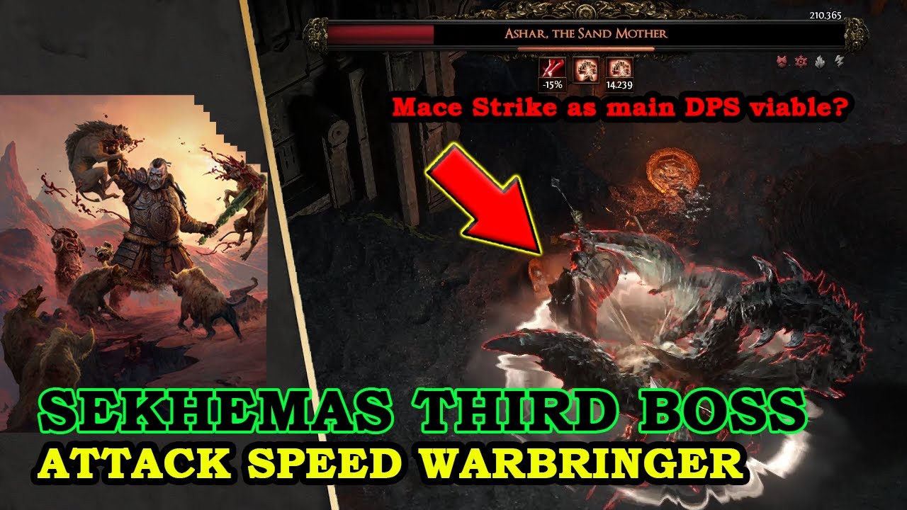 Ashar (Scorpion boss Sekhemas trial) - Attack speed Mace Strike Warbringer - Path of Exile 2