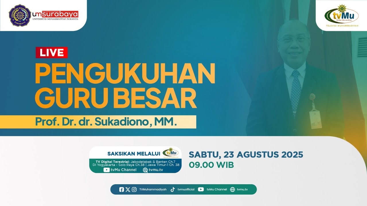 [LIVE] Pengukuhan Guru Besar Prof. Dr. dr. Sukadiono, MM. | Universitas Muhammadiyah Surabaya