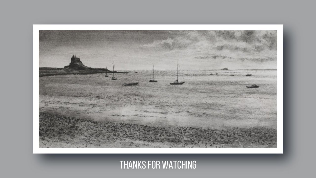 Holy Island Lindisfarne Charcoal sketch #art #drawing #charcoal