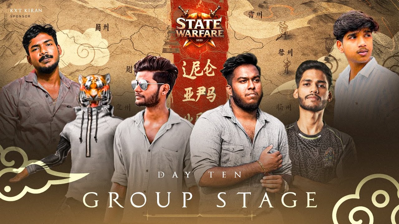 💥The State Warfare 2025 | Group Stage : HS vs OPGR , XT vs Apex 7 , S8ul vs DFG | Day - 10 : R1 | FF