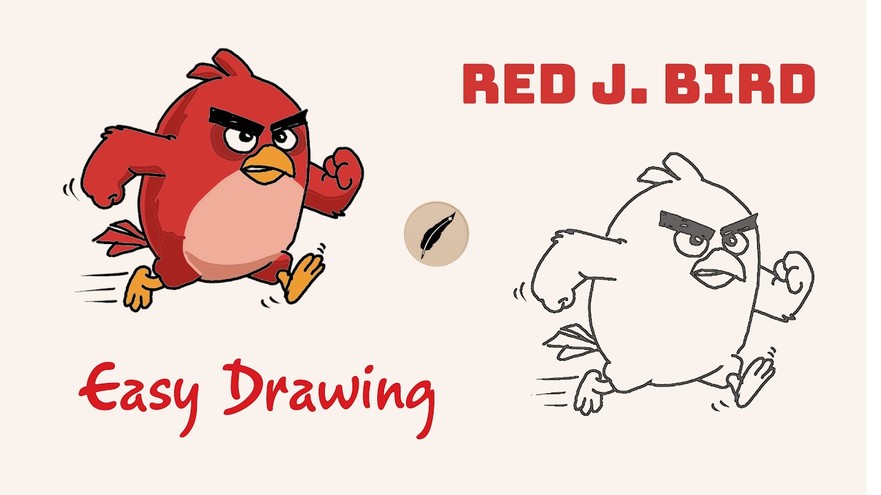 How to Draw Red J. Bird from Angry Birds! 🔴  Easy Step by Step Drawing for Kids! #lidoartworks