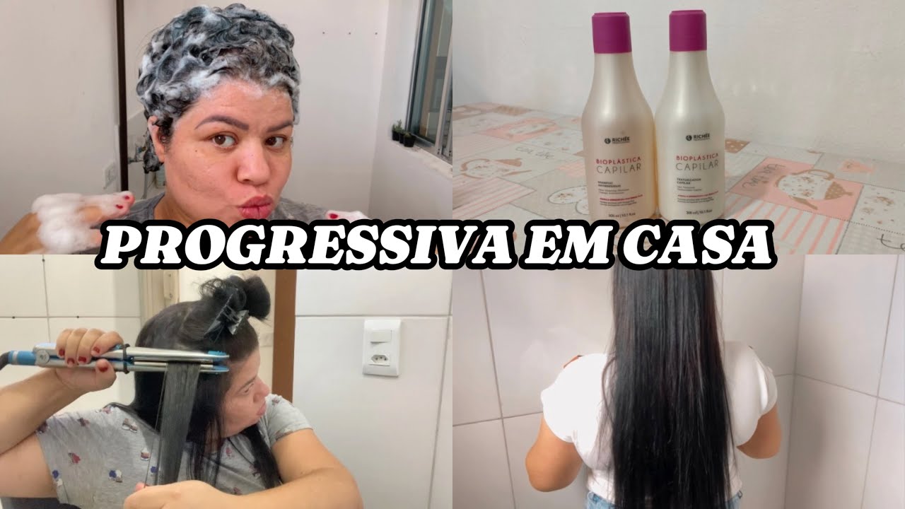 COMO FAZER PROGRESSIVA SOZINHA em casa | Bioplastica capilar RICHĒE |🥵⭐️