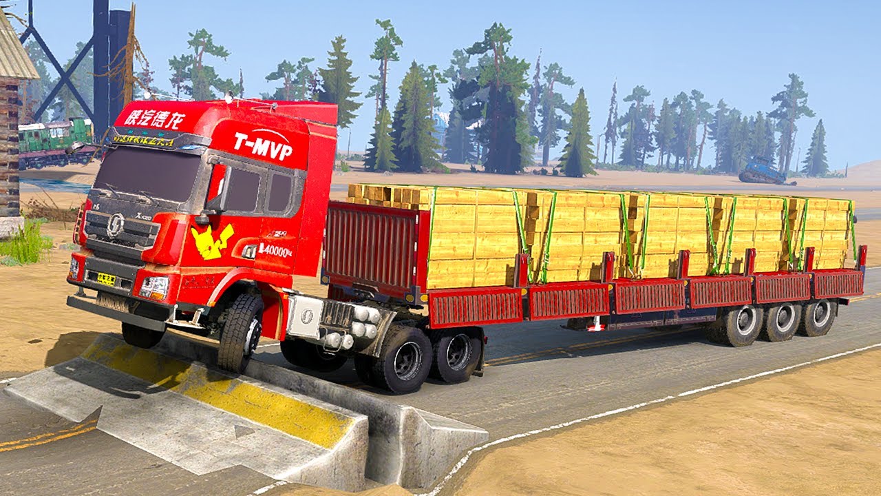Spintires Mudrunner - Mod Truck Vs Extreme Broken Road With Speed Bumps | Driver Skills Gameplay