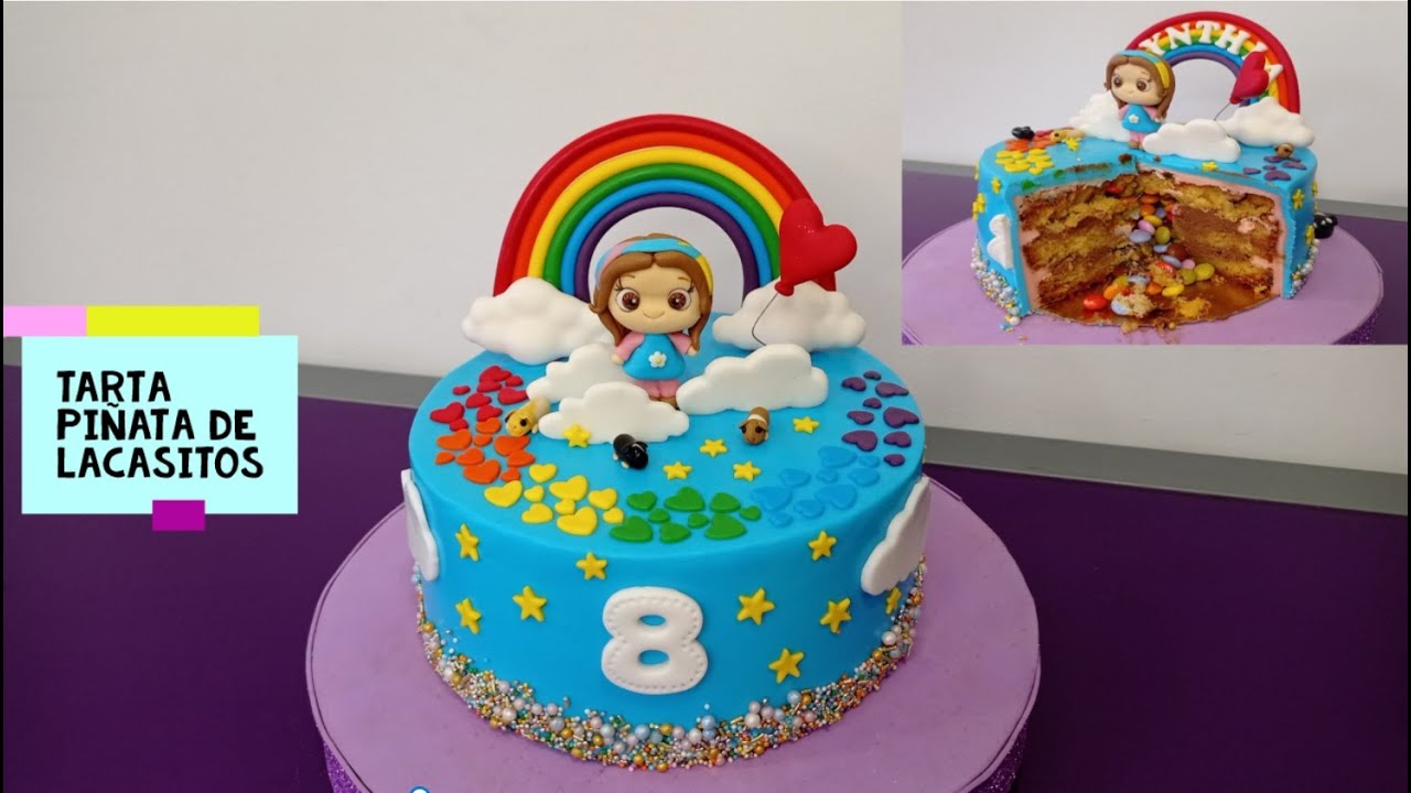 Tarta piñata con lacasitos. Pinata birthday cake #piñata #tartascaseras #pinatacake #piñatacake