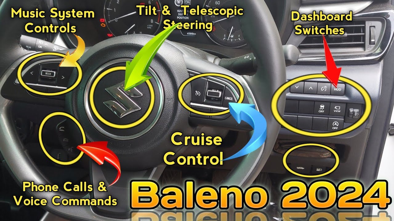 Baleno 2024 • Fronx 2024 • Steering Wheel Mount Music Control • Cruise Control • Dashboard Switches