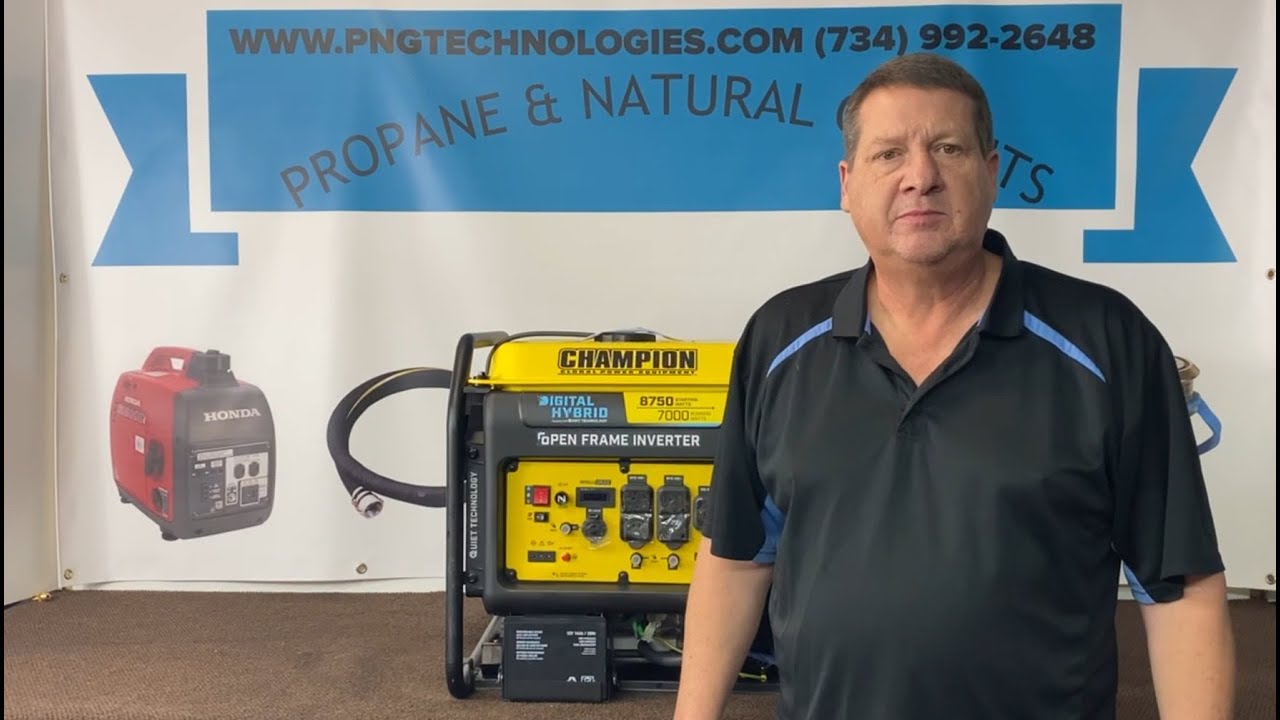Champion 8750 watt open frame Inverter - Conversion video from gas to Propane & Natural Gas