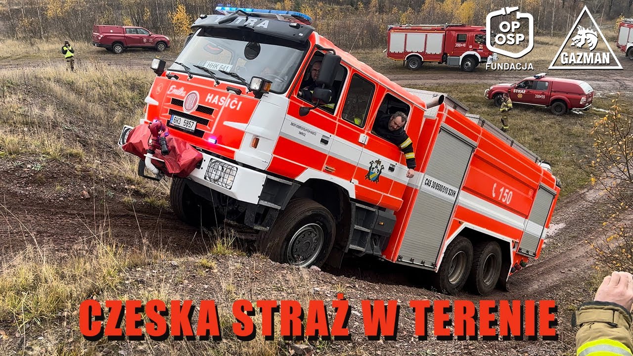 Tatra Terrno Czeskiej Straży Pożarnej na szkoleniu z bezpiecznej jazdy w trudnym terenie w Polsce