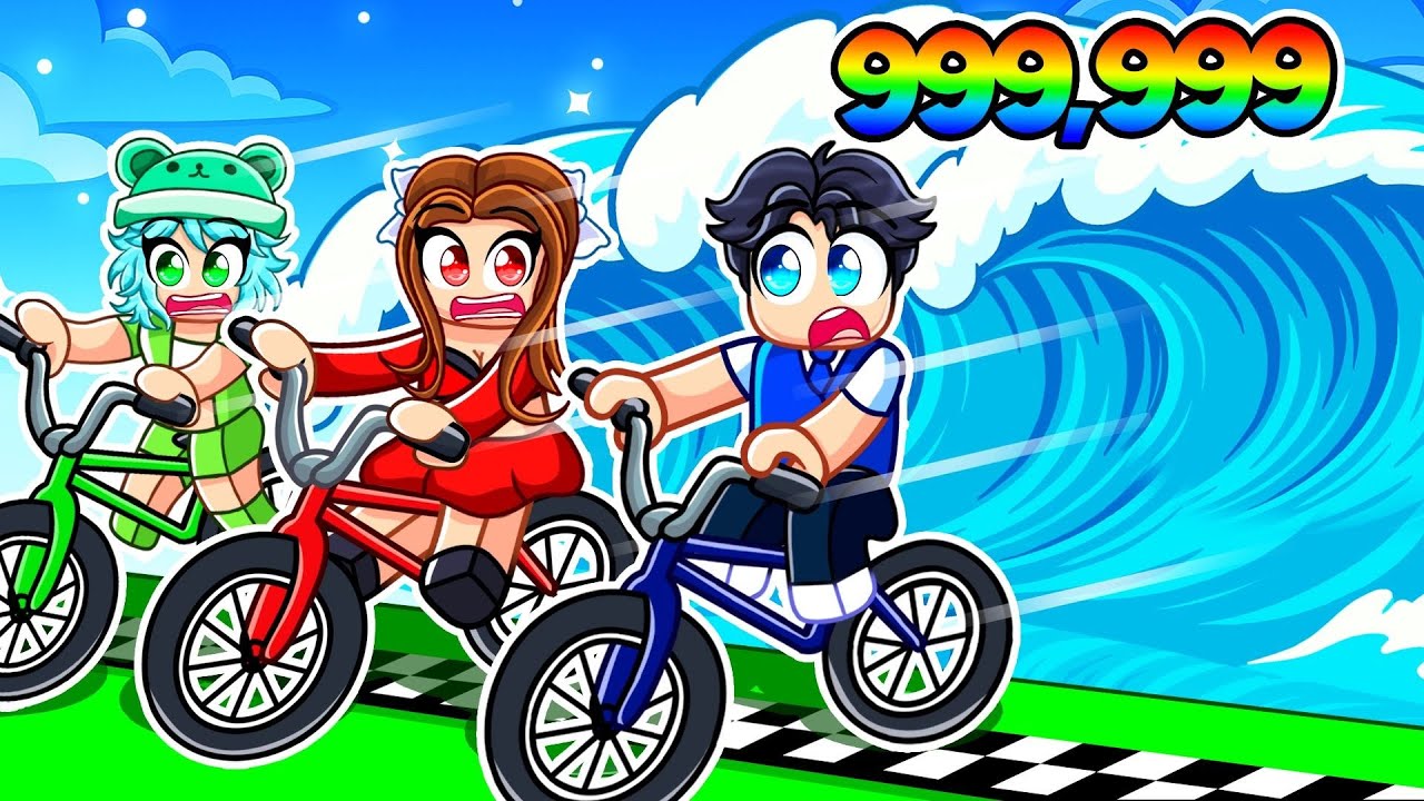 +1 Speed Escape The TSUNAMI On A Bike In Roblox…