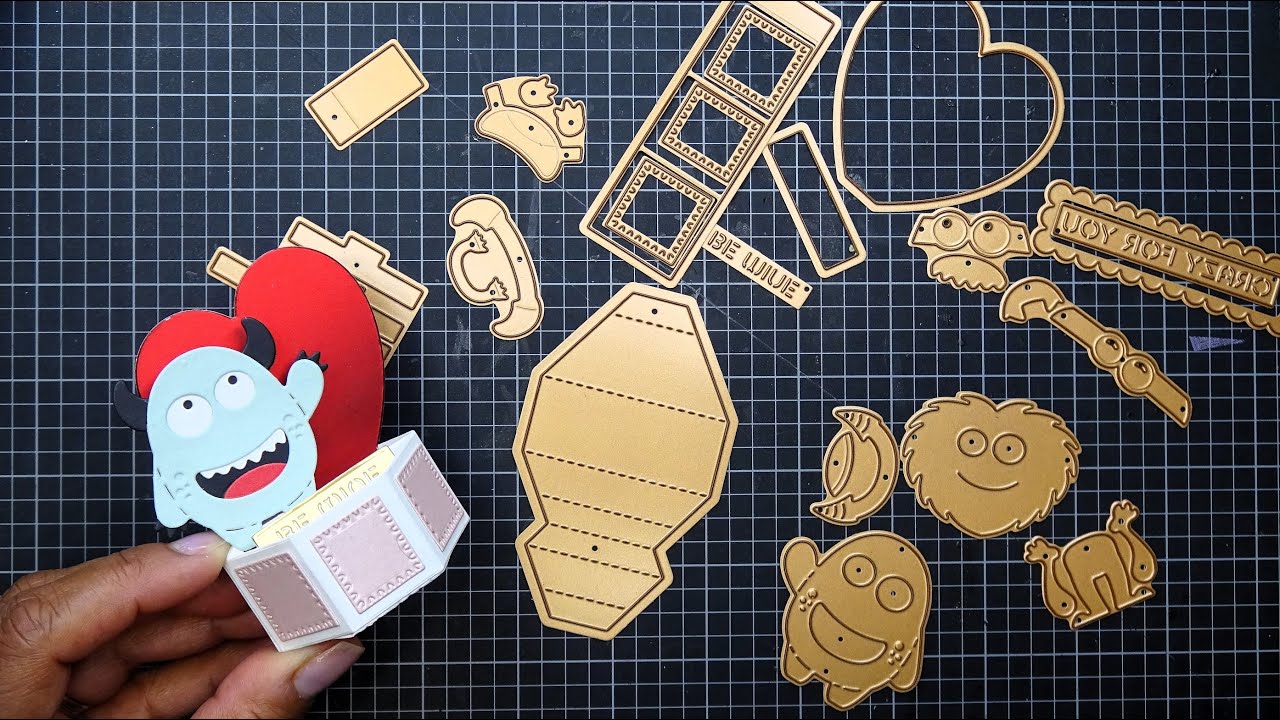 Spellbinders December 2024 Large Die of the Month: Monster Love Pop Step-by-Step Tutorial! So Cute!