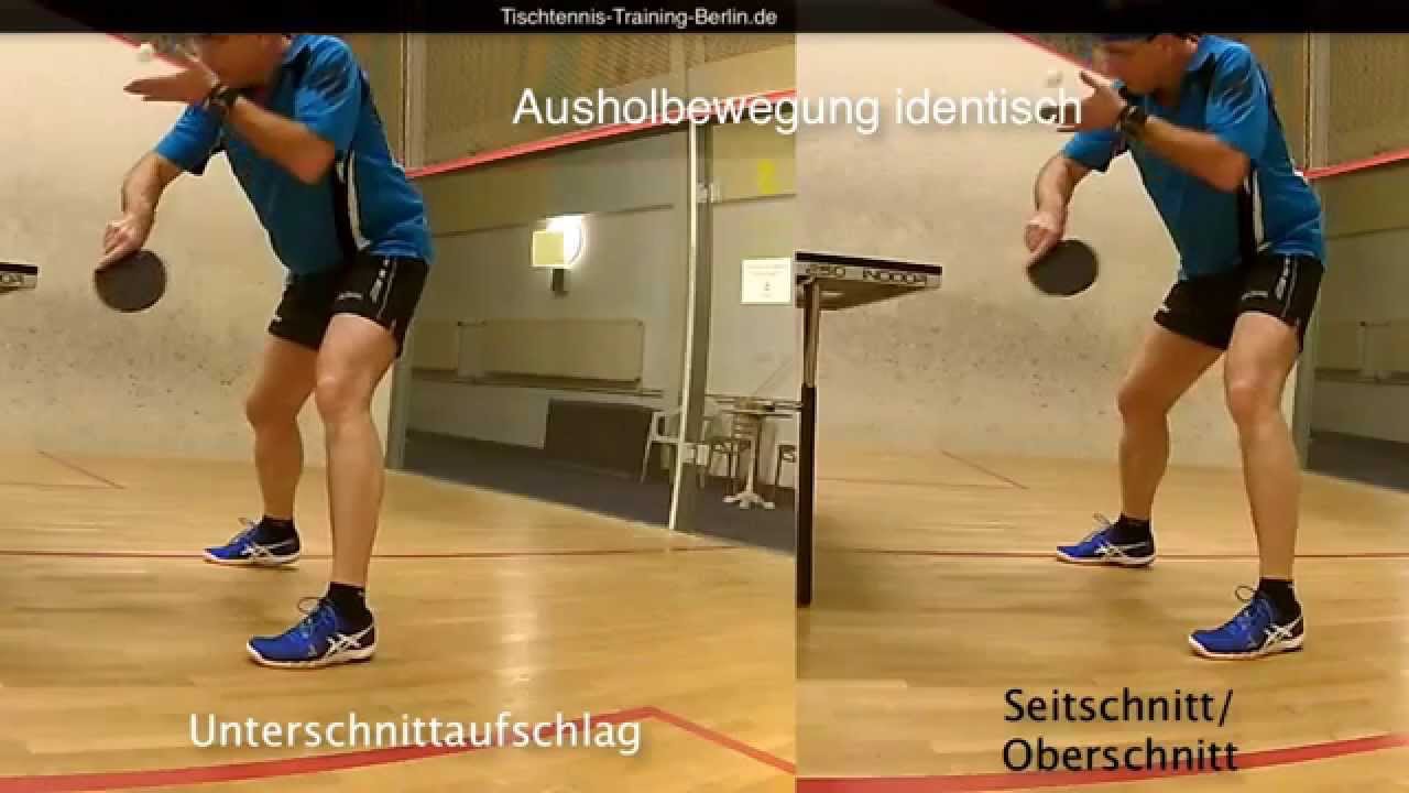 R&uuml;ckhand Aufschlag Oberschnitt und Unterschnitt im Vergleich Tischtennis training berlin de