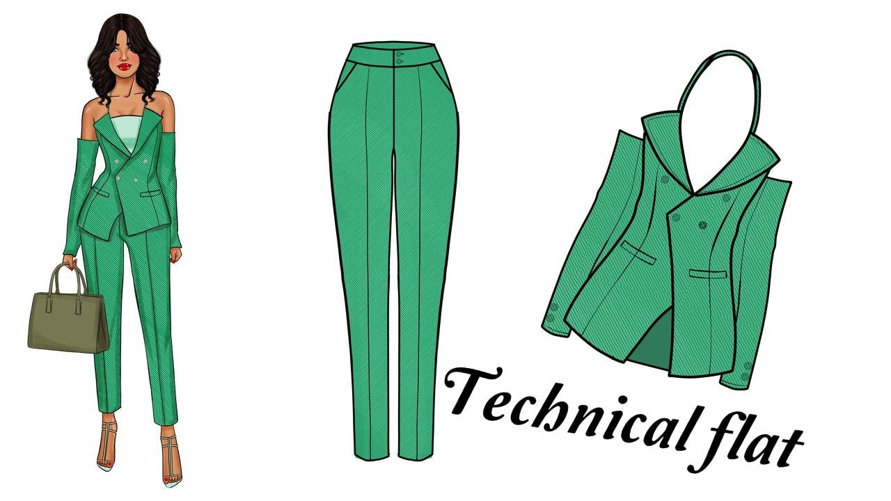 Fashion Illustration: Draw a Technical falt (Fashion flat) using Sketchbook