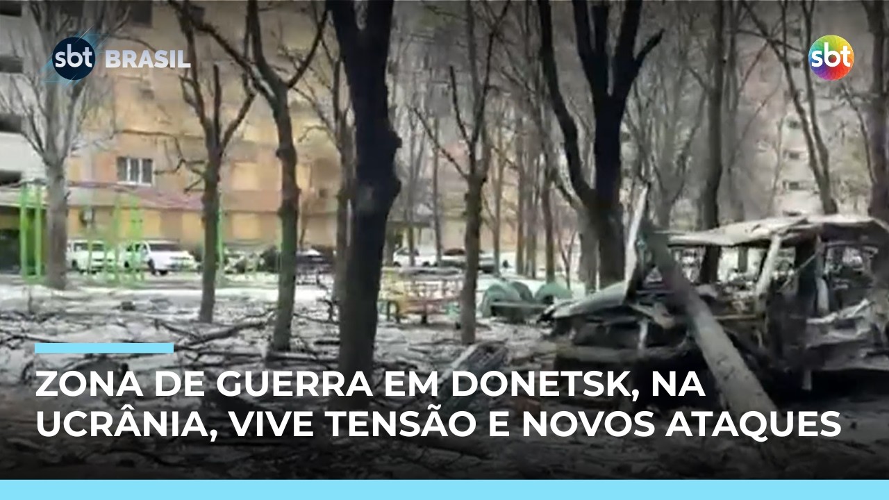 SBT Brasil mostra frente de batalha em Donetsk, zona de guerra ao leste da Ucrânia | #SBTBrasil