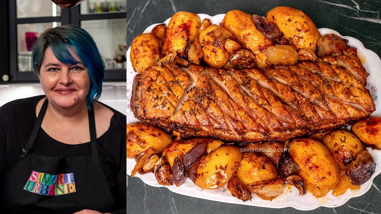 Friptură de porc la cuptor - rețeta de piept de porc cu șoric crocant și coaste | Savori Urbane