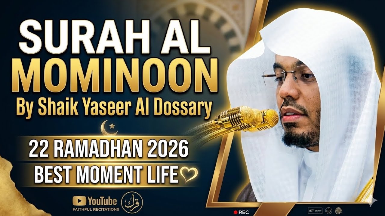 22 ramdhan 2026. Surah al mominoon by saikh yaseer al dossary. At masjid al haram 🕋 