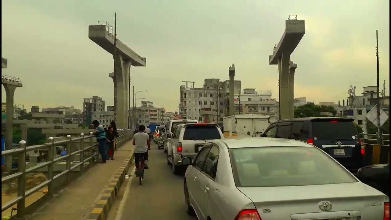 Bijay Sarani Flyover to Agargaon &  Traffic jam in Dhaka // বিজয় সারণি ফ্লাইওভার থেকে আগারগাঁও।