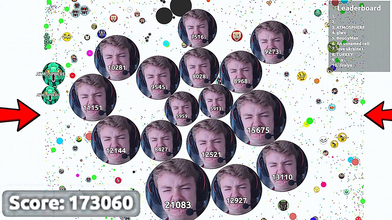 Покрытие ВСЕЙ карты в Agar.io (173 060 очков — мировой рекорд Agario)
