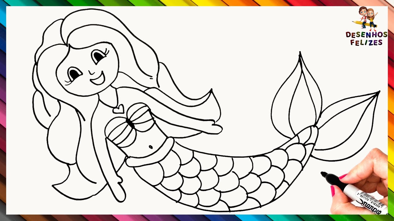 Como Desenhar Uma Sereia Passo A Passo 🧜‍♀️  Desenhar Sereia Fácil
