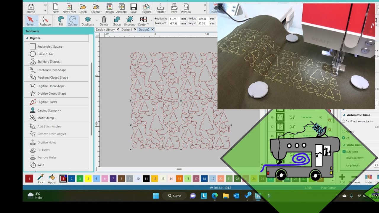 Hatch Tutorial: create a Quilt Design with Hatch Embroidery Digitizer - for beginner (part1/2)