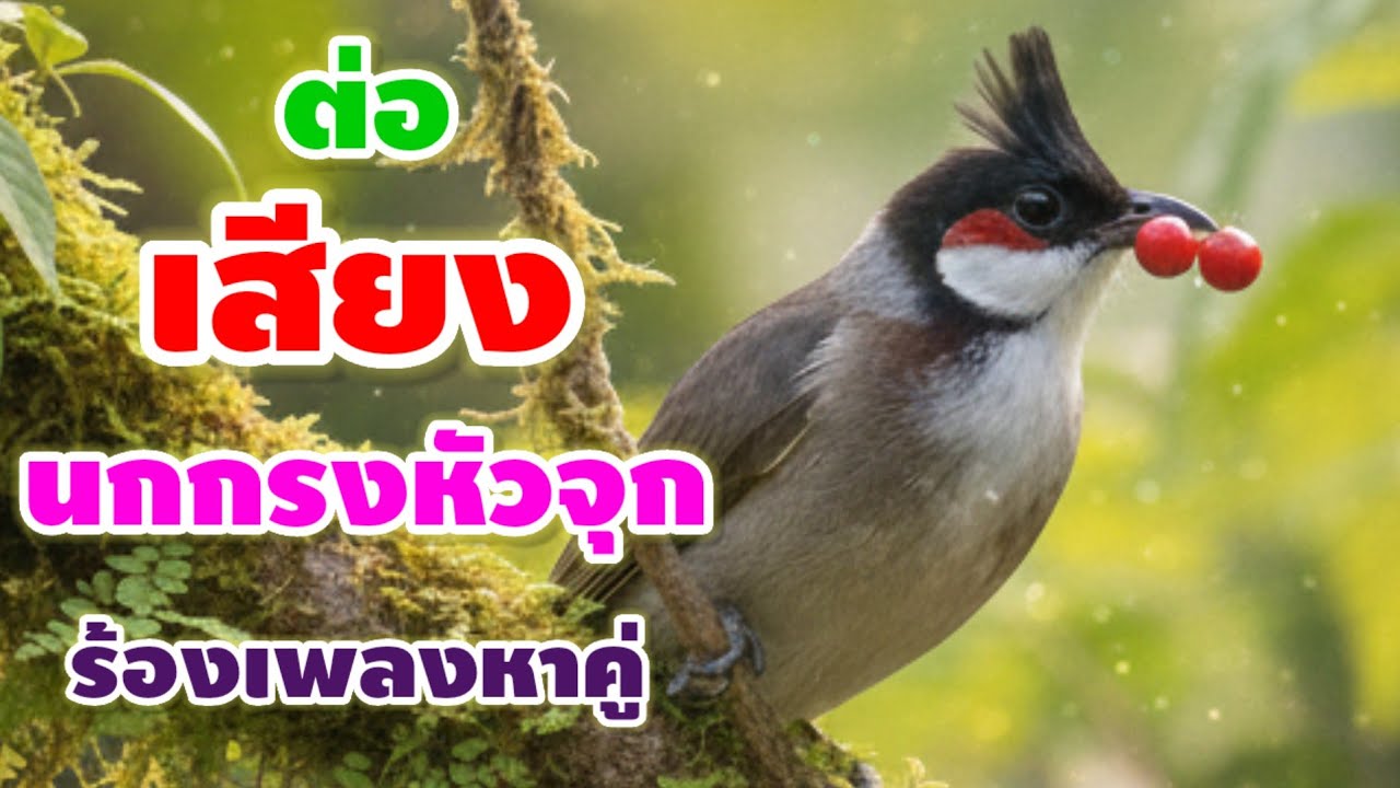 เสียงนกกรงหัวจุกร้องเพลงเพราะๆ ร้องเพลงหาคู่ ร้องเพลงจีบกันในสวนในป่าที่เขียวขจีเสียงร้องดีและดัง