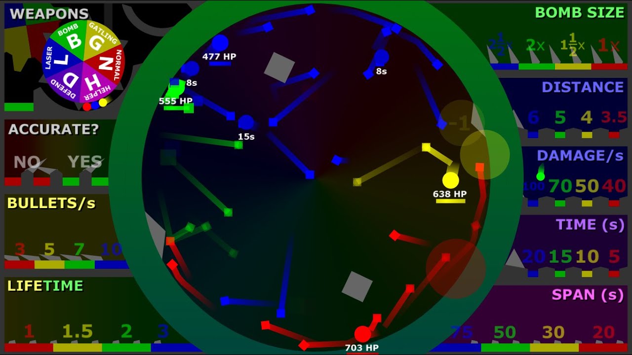Colors Fight - w/ Various Type of Weapons - in Algodoo