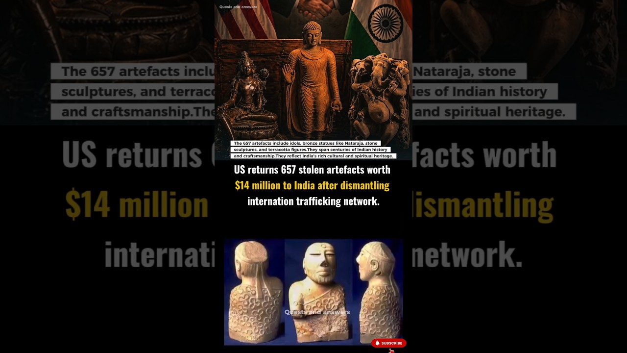 Us returns 657 stolen artifacts to india worth $14 million #india #culture #history #trending #news