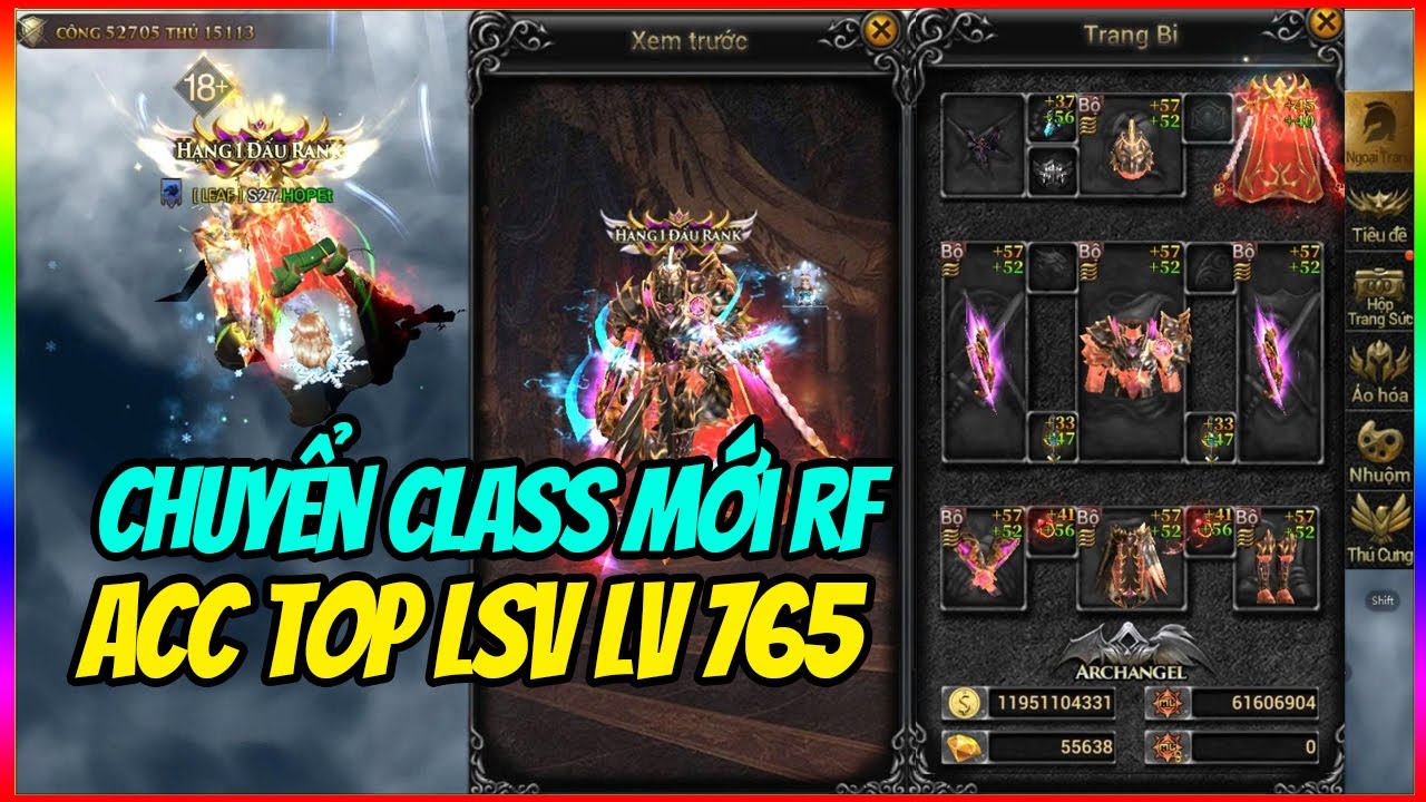 MU Lục Địa VNG: Test Sức Mạnh Class Mới RAGE FIGHTER Acc Top LSV Level 765