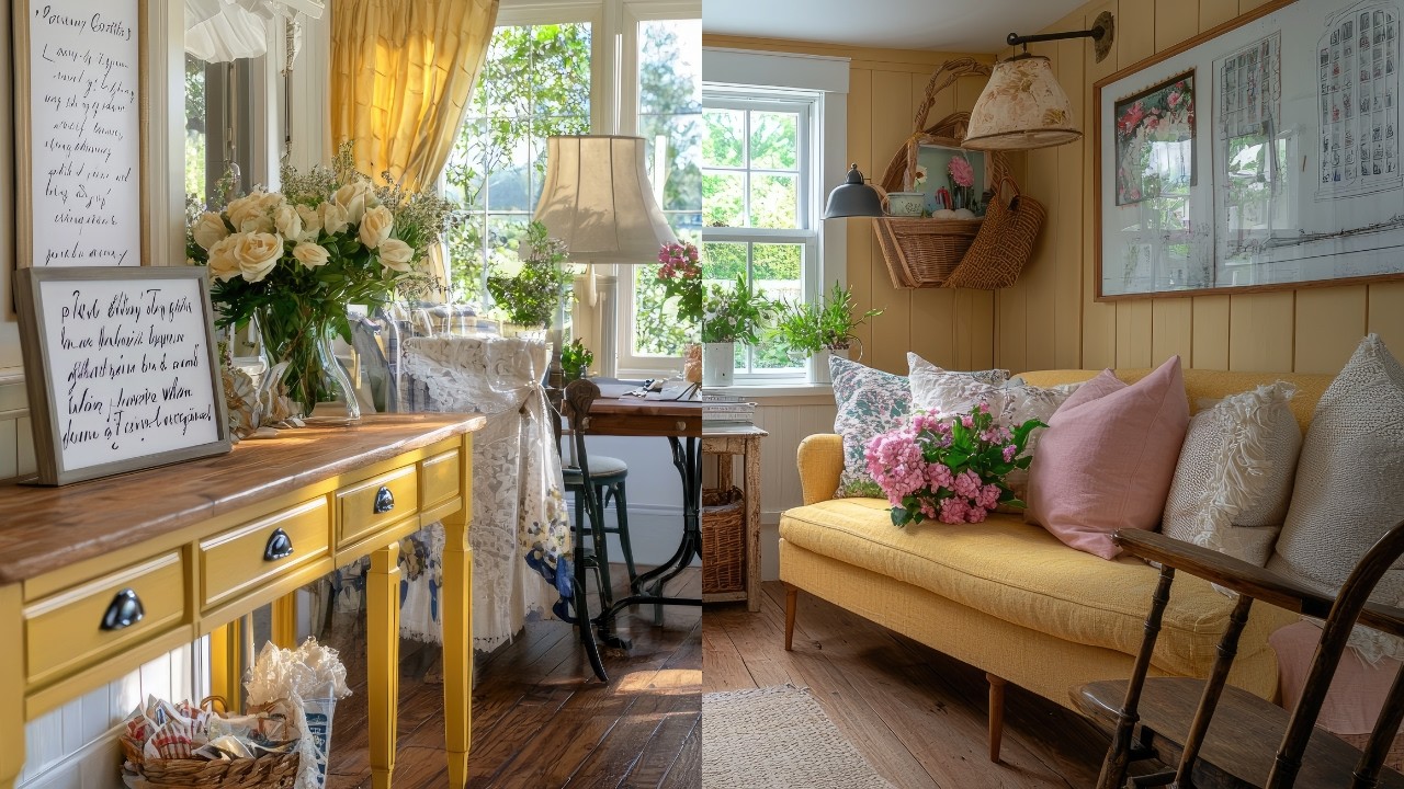 Small Yellow English Country Cottage Part 1: Cozy Cottagecore Vintage Touches & Shabby Style Ideas
