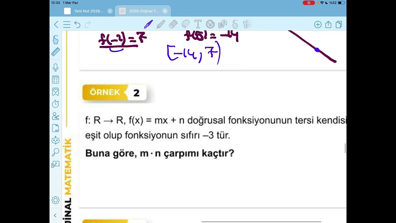 Fonksiyonlarda ters işlemi yeni müfredat  2026