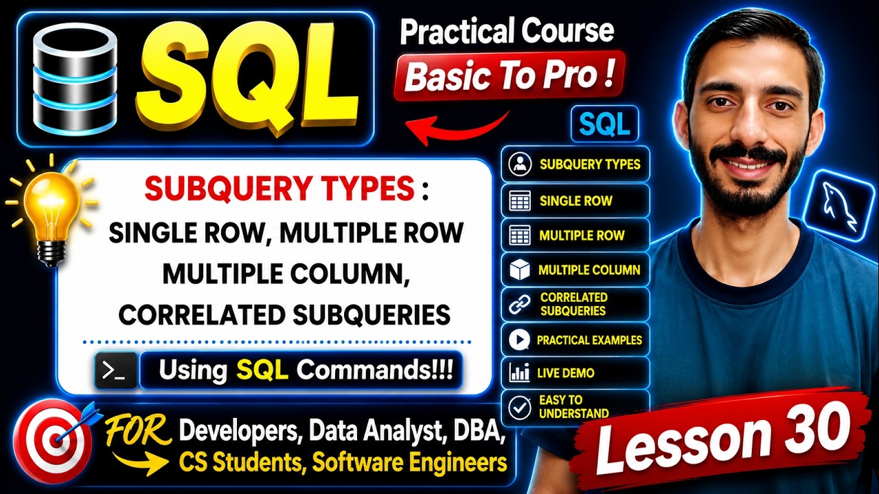 SQL Subquery Types | Single, Multiple & Correlated Subqueries