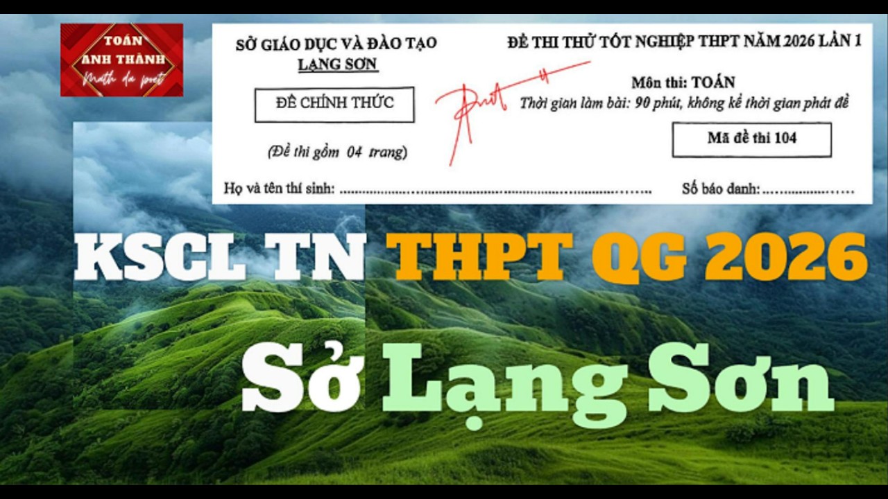 💭 [TOÁN 12] TN THPTQG 2026 - Sở Lạng Sơn | Đề thi thử KSCL lần 1| Ep.1 MCQ & TNĐS