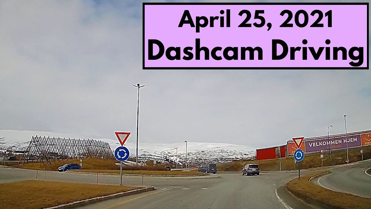Dashcam driving in Tromsø, Norway. April 25, 2021.