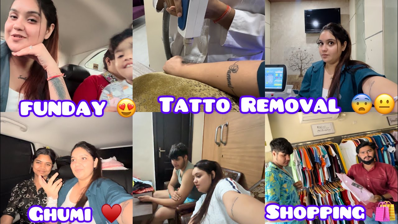 Tatto Removal का दर्द🥹 आज Friends के साथ गये DLF मॉल नोएडा😍 गाड़ी में काम कराने गये और की Shopping 🫢